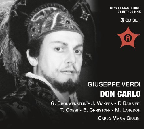 "Black and white opera album cover with a man in ornate costume and red star logo."