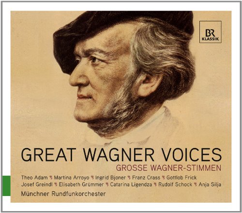 "CD cover with sepia-toned portrait of Richard Wagner and text listing featured artists."