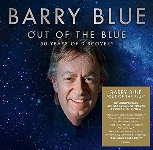 Barry Blue CD cover featuring a portrait of the singer against a starry background.