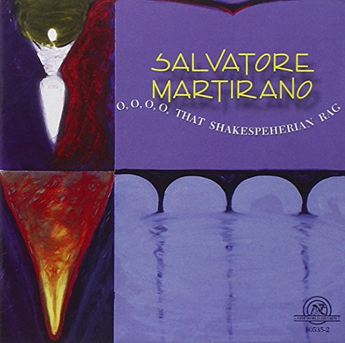 The image is a CD cover with a purple background and a collage of abstract shapes. #### Alt Text: "CD cover with purple background, abstract shapes, and 'Salvatore Martirano' in yellow text."