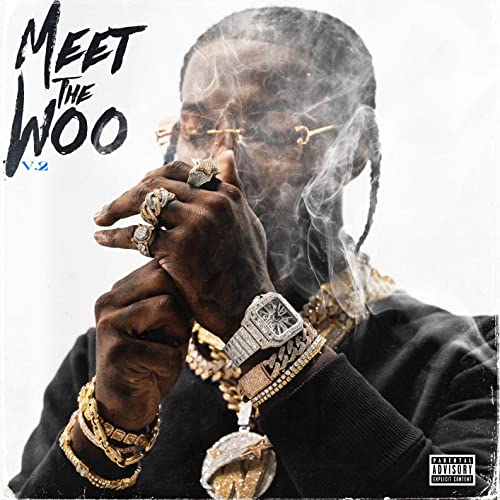 Pop Smoke album cover: portrait of rapper with jewelry and smoke.