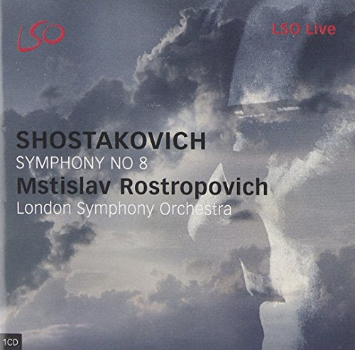 CD cover for Shostakovich’s Symphony No. 8, Rostropovich conducting.