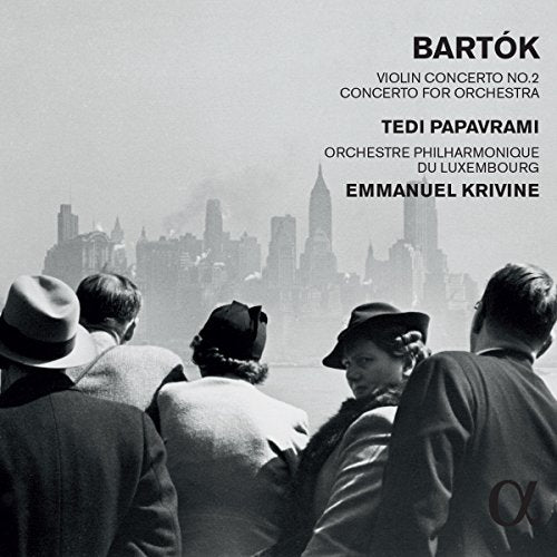 "Black and white CD cover featuring men in hats looking at a city skyline."