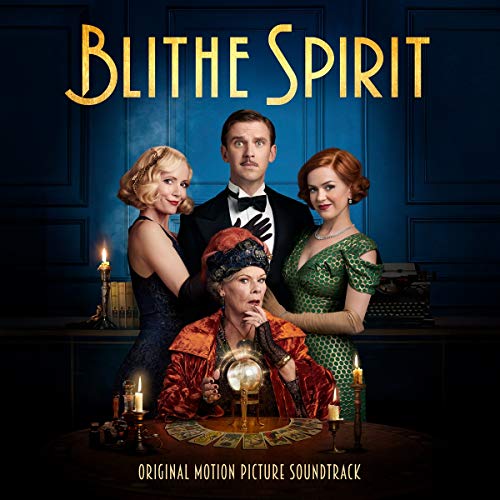 “Blithe Spirit” CD cover featuring four actors in vintage attire.