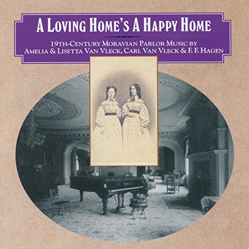 "CD cover with purple banner, two women, and a parlor scene."