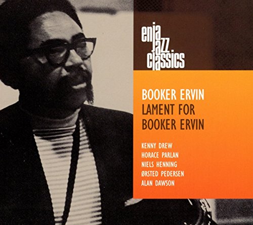 Black and white portrait of Booker Ervin on an orange and brown CD cover.