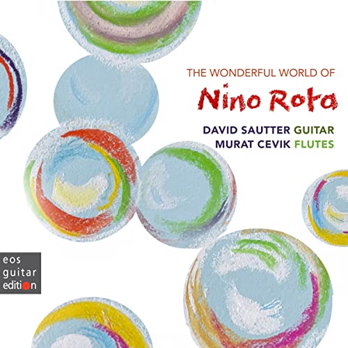 CD cover with colorful, swirling circles and text: "The Wonderful World of Nino Rota".