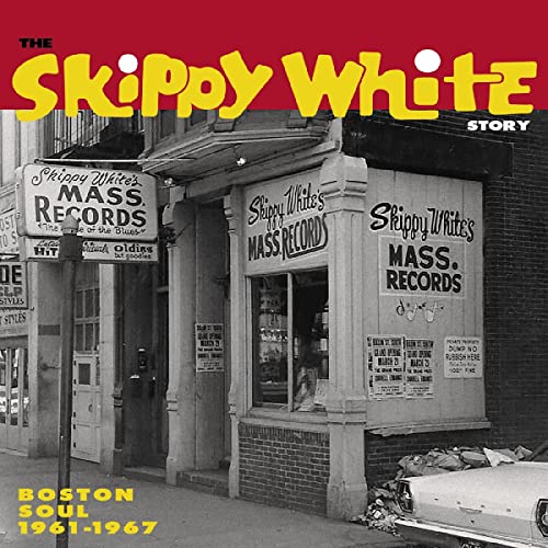 CD cover for “The Skippy White Story” featuring a record store facade.