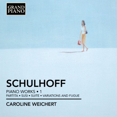 "CD cover with a miniature woman walking, light blue background, and black text."