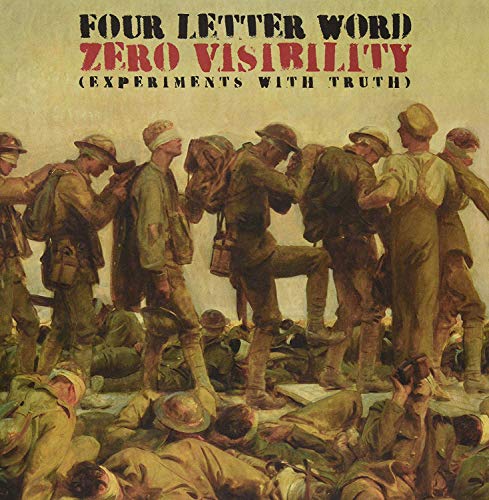 Vinyl album cover with soldiers in a chaotic, war-torn scene, title "Four Letter Word".
