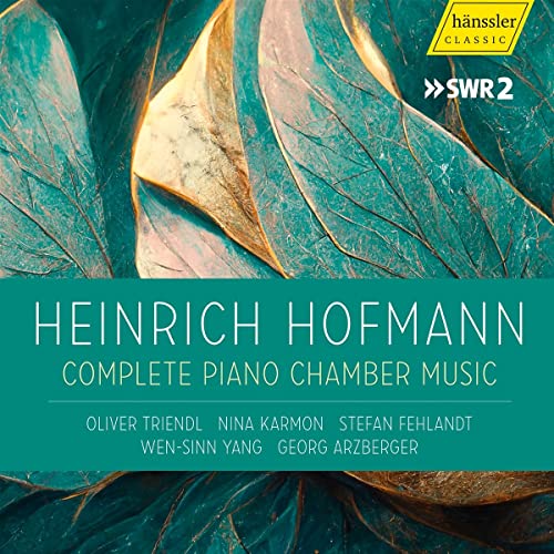 CD cover for Heinrich Hofmann’s piano chamber music, abstract woodgrain.