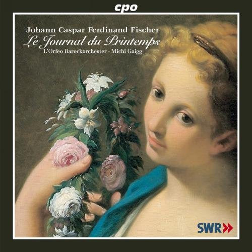 "CD cover featuring a painting of a woman holding flowers, dark green border."