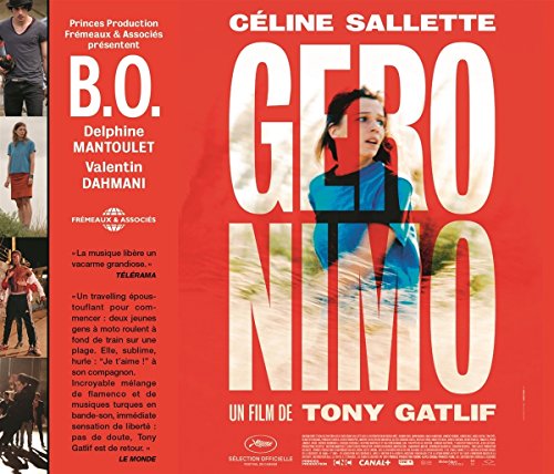 CD cover for "Geronimo" soundtrack by Tony Gatlif, red title on black.