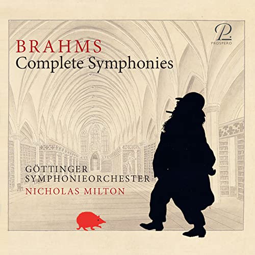 CD cover for Brahms symphonies featuring a silhouette and cathedral arches.