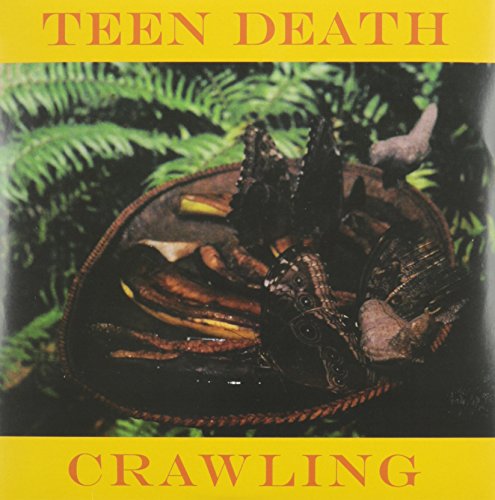 Yellow album cover with dark, organic imagery and band/album titles.
