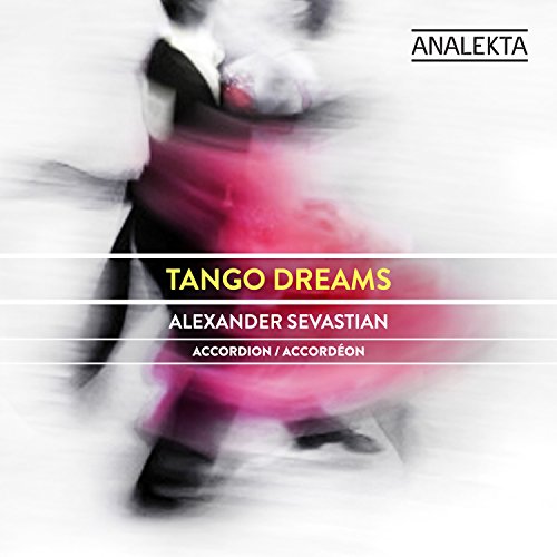 "Tango Dreams" CD cover featuring a blurred couple dancing with red dress.