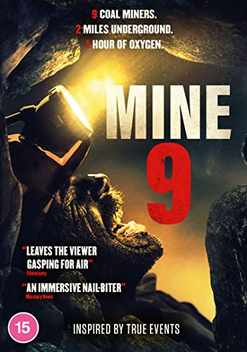 DVD cover for "Mine 9" featuring a coal miner in a helmet.