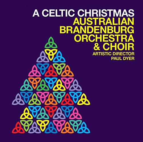 A Celtic Christmas CD cover featuring a multicolored Celtic knot tree on purple background.