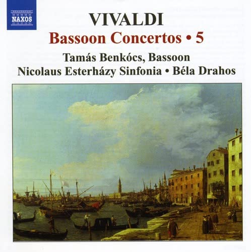 CD cover: Vivaldi’s Bassoon Concertos Vol. 5 with a Venetian canal scene.