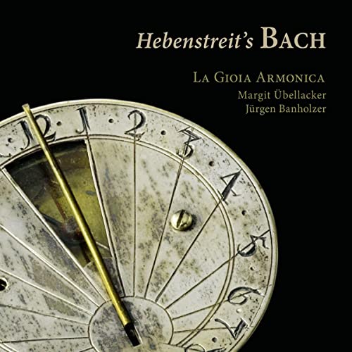 CD cover featuring a vintage sundial and text: "Hebenstreit's Bach.