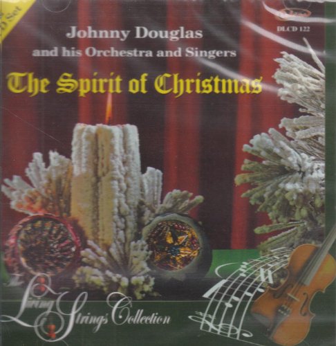 "Christmas CD cover featuring violins, ornaments, and a candle on a red curtain background."