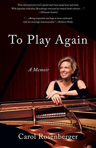 The image depicts a book cover with a woman sitting at a piano. Alt text: Woman sitting inside a grand piano with red curtains behind.