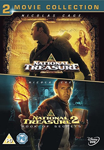 DVD cover featuring Nicolas Cage in "National Treasure" and "National Treasure 2: Book of Secrets".