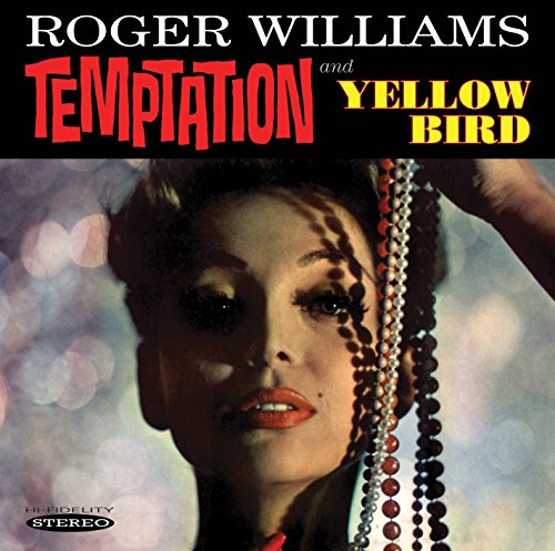 "Album cover with a woman holding beaded strands, 'Roger Williams' and 'Temptation' text."