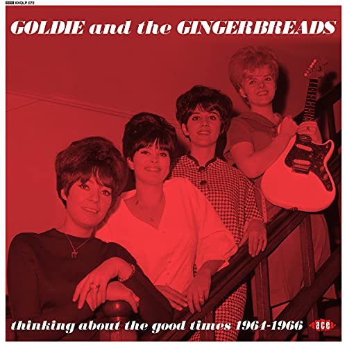 1960s band Goldie and the Gingerbreads album cover, red tint.