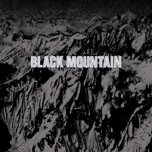 Black and white mountain range with band name "Black Mountain".