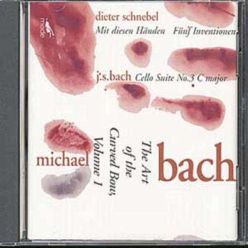 "CD cover with abstract red and grey smudges, white background, and 'bach' in large text."