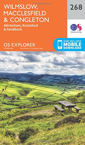 Ordnance Survey Explorer Map 268 covering Wilmslow, Macclesfield, and Congleton areas.