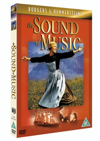 "The Sound of Music" DVD case featuring Julie Andrews in a field, with mountains behind.