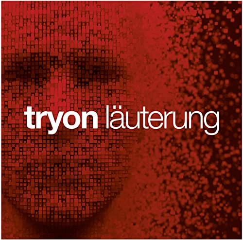 Red pixelated face with album title “tryon läuterung” in white text.