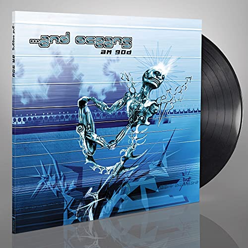 Vinyl record with album cover featuring a robotic figure in blue tones.
