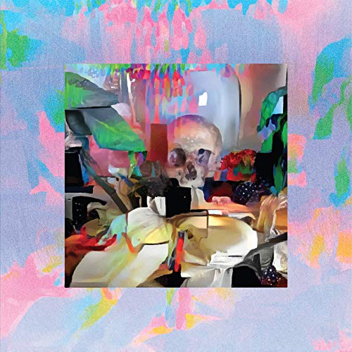 Album cover with a distorted, colorful image of a skull and foliage.