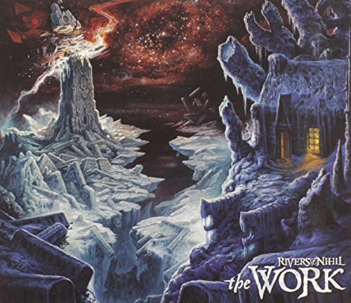 Rivers of Nihil album cover: fantastical landscape with glowing structures.