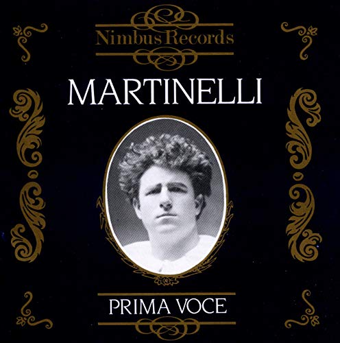 CD cover for Giovanni Martinelli’s operatic arias, black background, portrait.