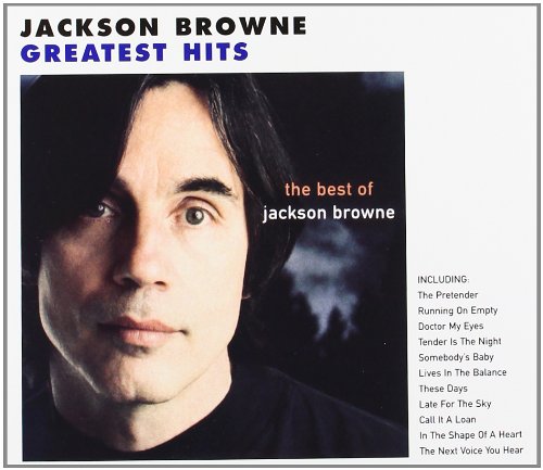 "Album cover featuring a close-up of Jackson Browne's face, dark hair, and text."
