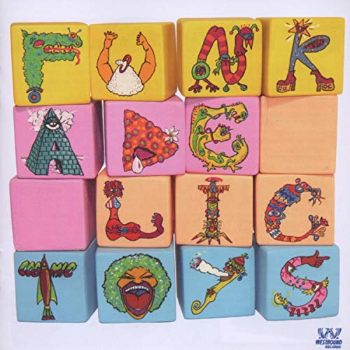 "Image shows 12 colorful blocks spelling 'FUNK' with cartoon illustrations on a white background."