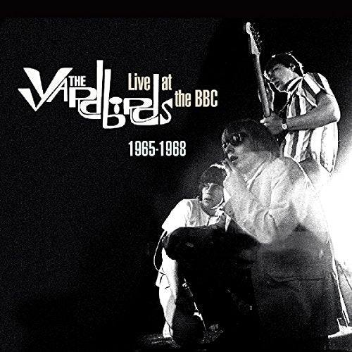 "Black and white vinyl album cover featuring The Yardbirds performing on stage."
