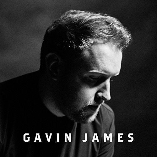 "Black and white album cover featuring a man with the text 'GAVIN JAMES'."