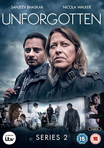 "Unforgotten Series 2 DVD cover featuring two police officers and crime scene images."