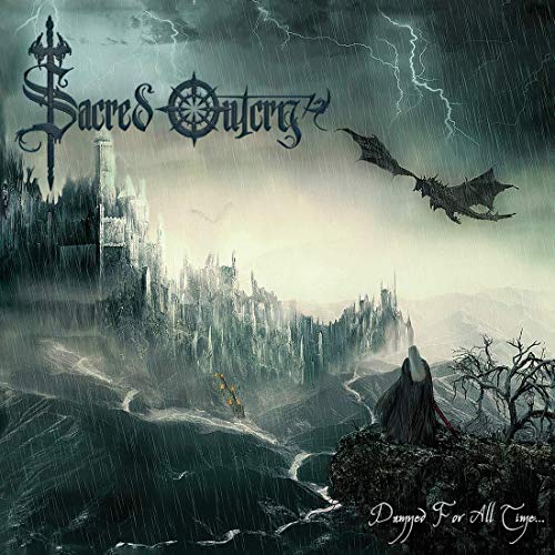 Album cover featuring a dark gothic castle, a flying dragon, and a cloaked figure.