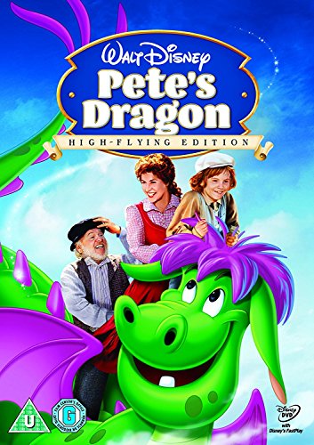 Pete's Dragon" DVD cover featuring a green dragon and a young boy.