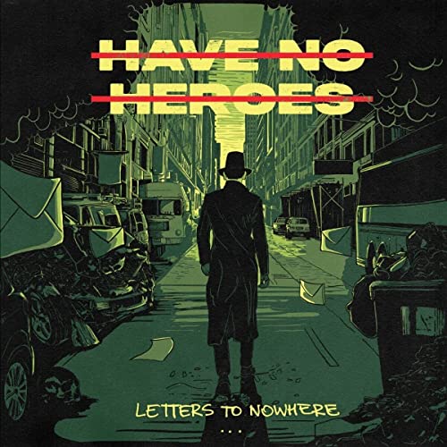CD cover: man in coat on city street, letters floating.