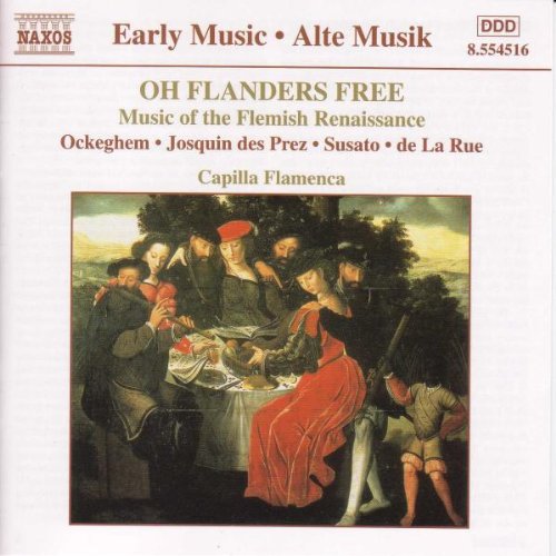"CD cover featuring a Renaissance painting of people dining outdoors, with text overlay."