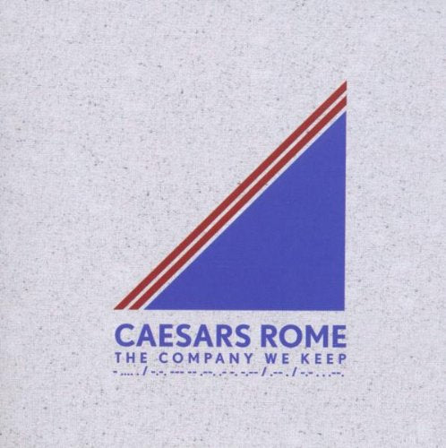 A blue triangle with red stripes and "Caesars Rome" text on a grey background.