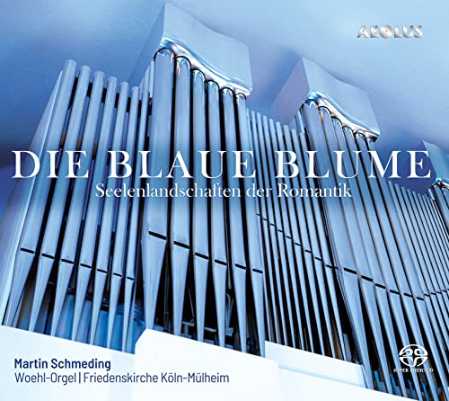 CD cover featuring silver organ pipes against a blue gradient background.