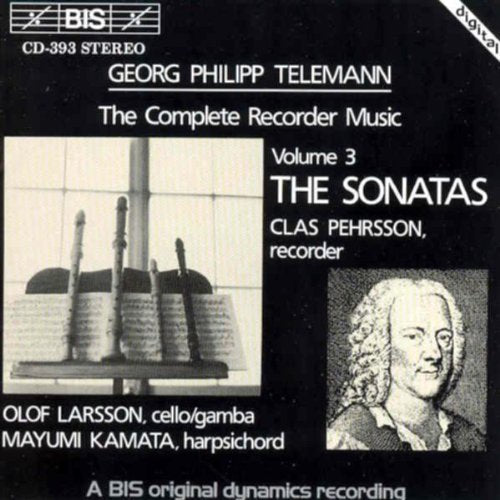 Black CD cover with white text and images of recorders and a man.